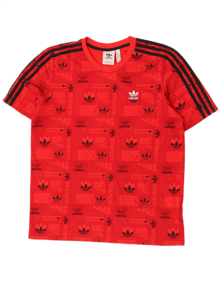 Ανδρικό κανονικό γραφικό μπλουζάκι Adidas Top μεσαίο κόκκινο πολυεστέρας