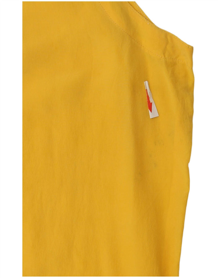 Vintage γυναικεία αμάνικη υπερμεγέθη μπλούζα UK 10 Small Yellow Silk