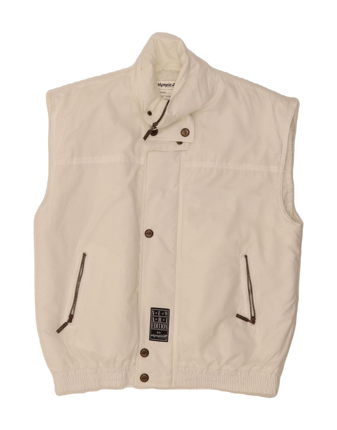 OLYMPIA Mens Gilet UK 42 XL White Polyester Vintage Olympia and Second-Hand Olympia from Messina Hembry 