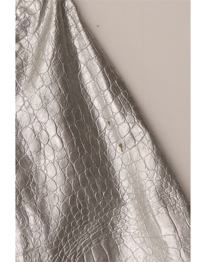 CORTEFIEL Γυναικείο Δερμάτινο Μπουφάν UK 12 Medium Silver Leather