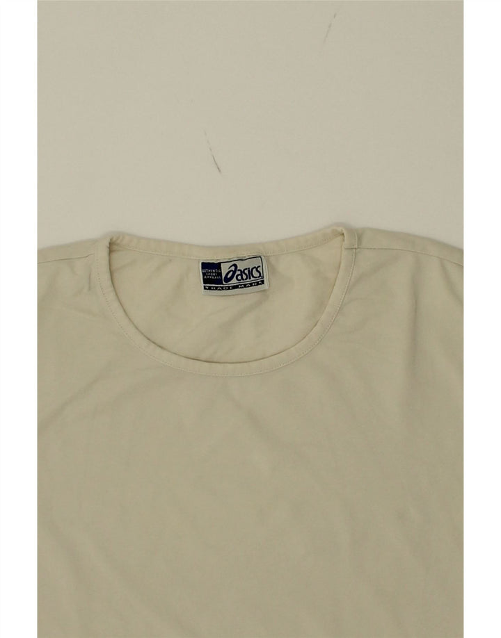 ASICS Womens T-Shirt Top UK 12 Medium Off White Vintage Asics and Second-Hand Asics from Messina Hembry 