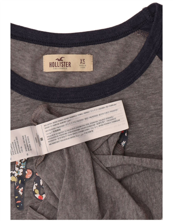 Γυναικείο γραφικό μπλουζάκι HOLLISTER Top UK 6 XS Γκρι βαμβακερό χρώμα