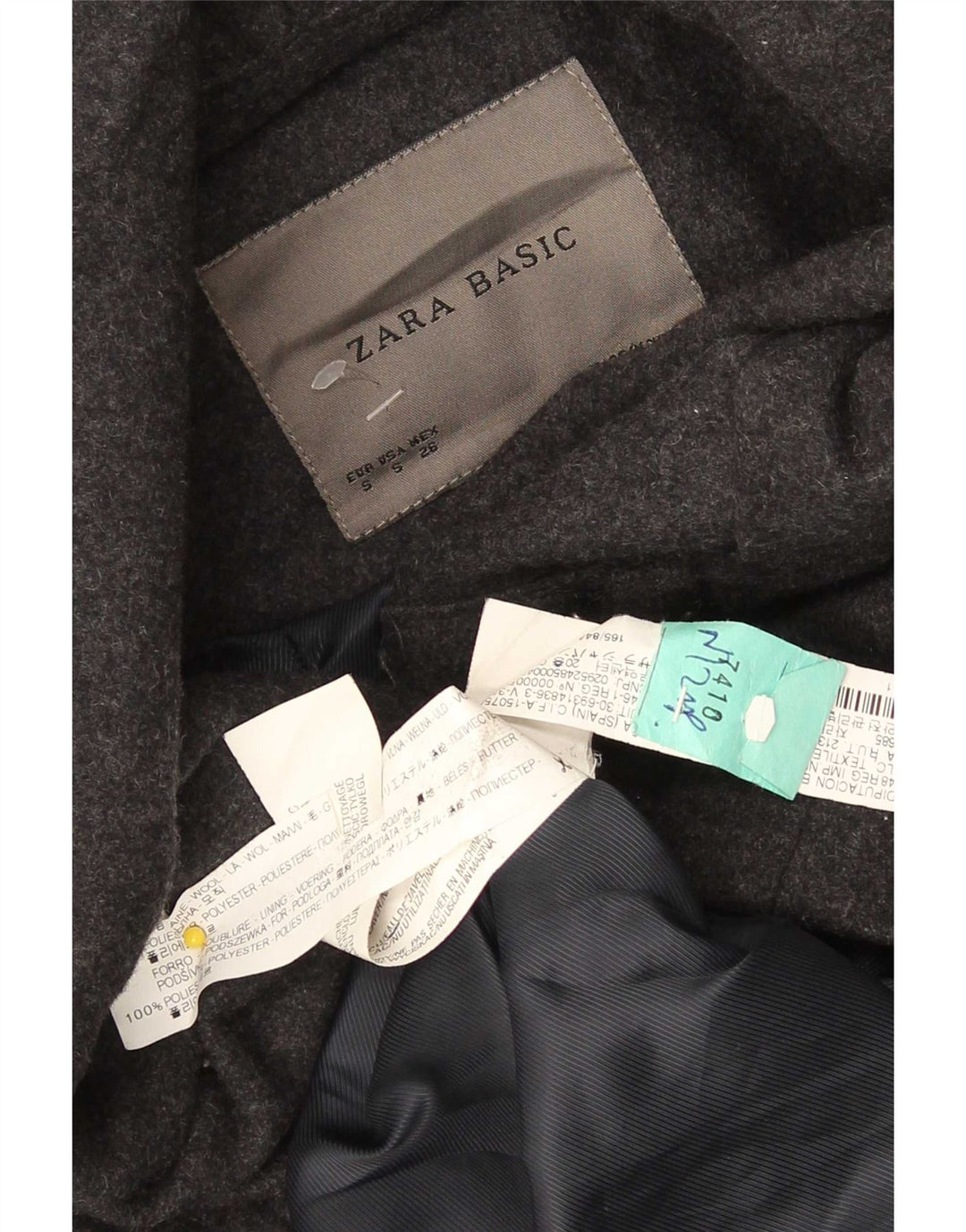 Zara Γυναικείο πανωφόρι με κουκούλα UK 10 Small Black Wool