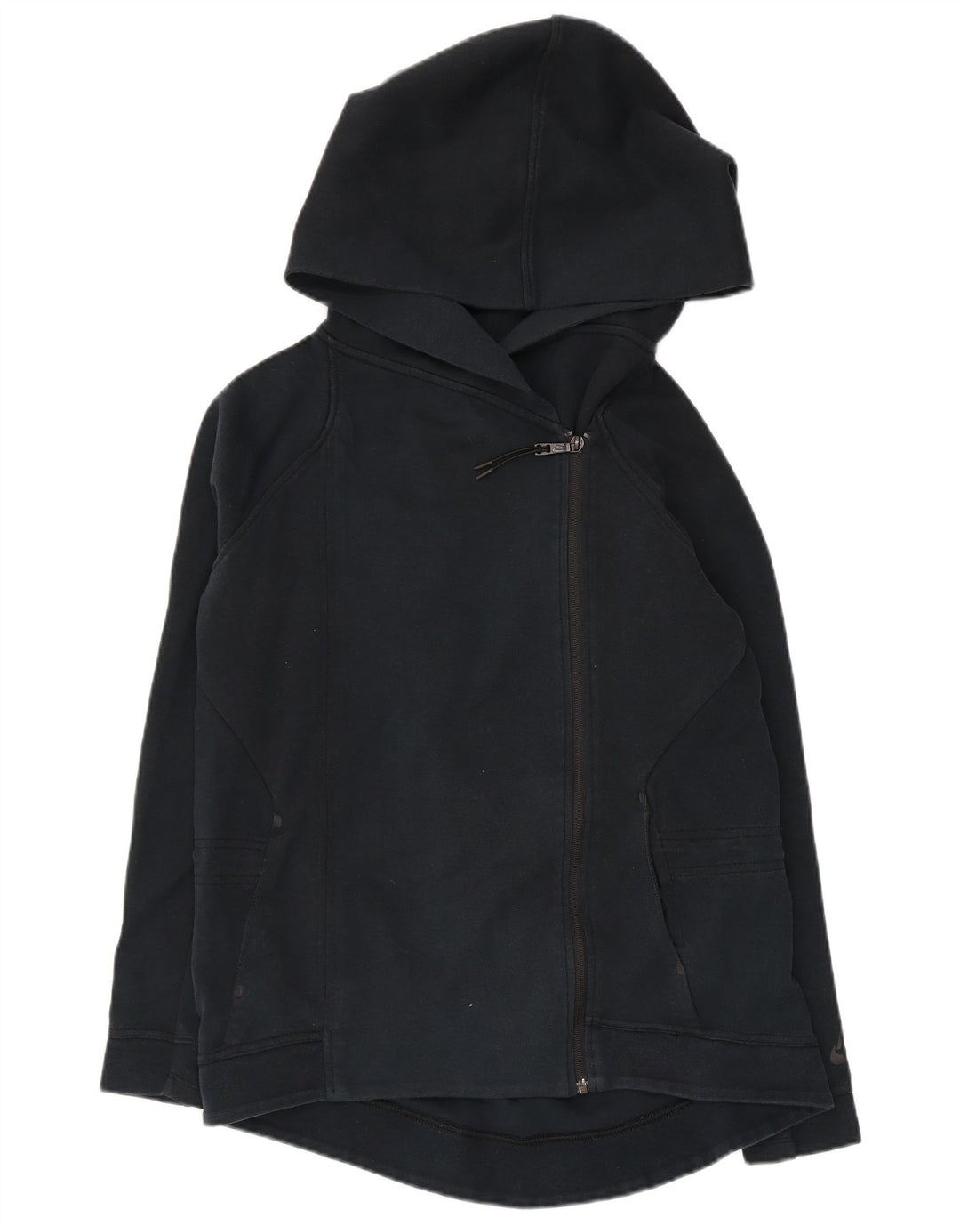 NIKE Γυναικείο πουλόβερ με κουκούλα με φερμουάρ UK 10 Small Navy Blue από βαμβάκι