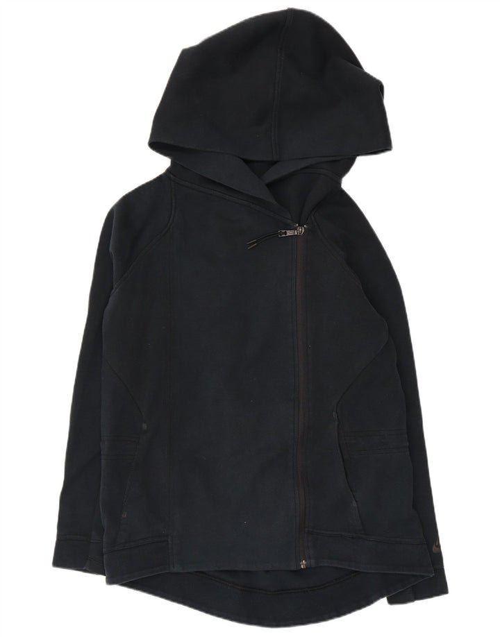 NIKE Γυναικείο πουλόβερ με κουκούλα με φερμουάρ UK 10 Small Navy Blue από βαμβάκι