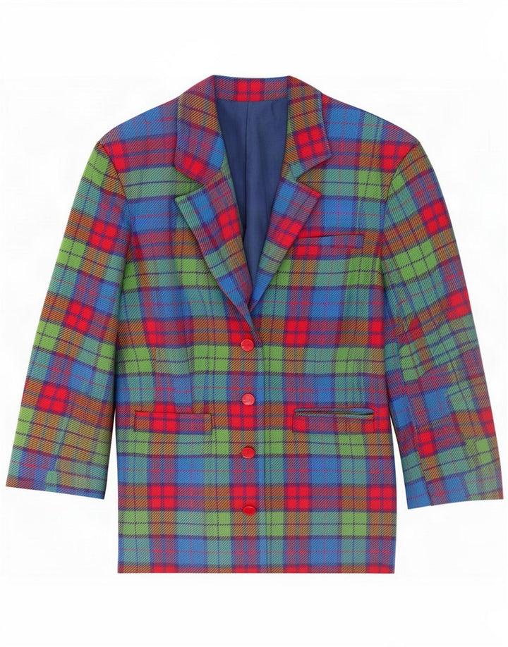 Vintage γυναικείο τζάκετ με 4 κουμπιά blazer UK 12 μεσαία πολύχρωμα καρό