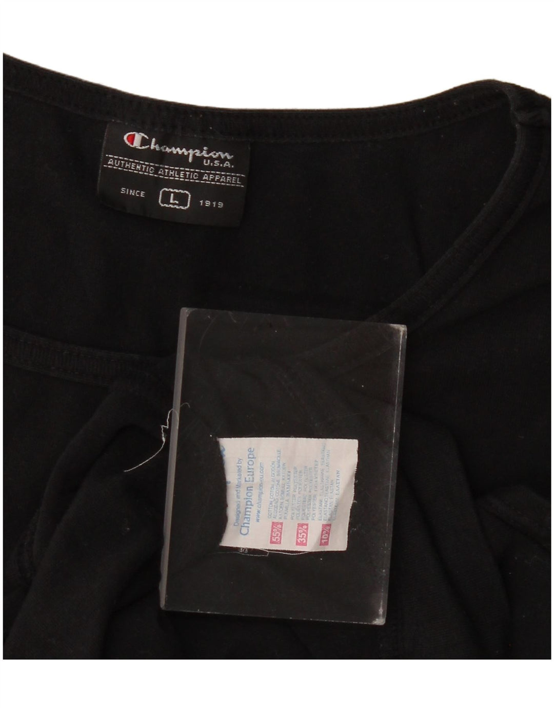 Champion Womens Slim T-Shirt Top UK 16 Large Black Cotton