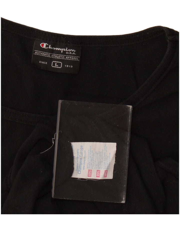 Champion Womens Slim T-Shirt Top UK 16 Large Black Cotton