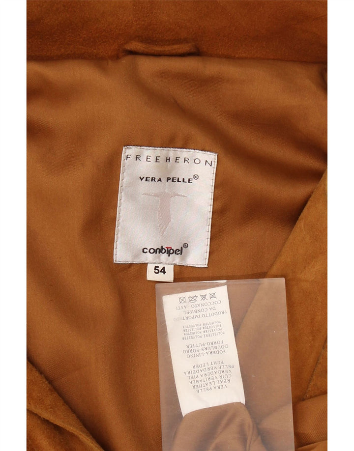 CONBIPEL Mens Suede Jacket IT 54 2XL Brown Leather