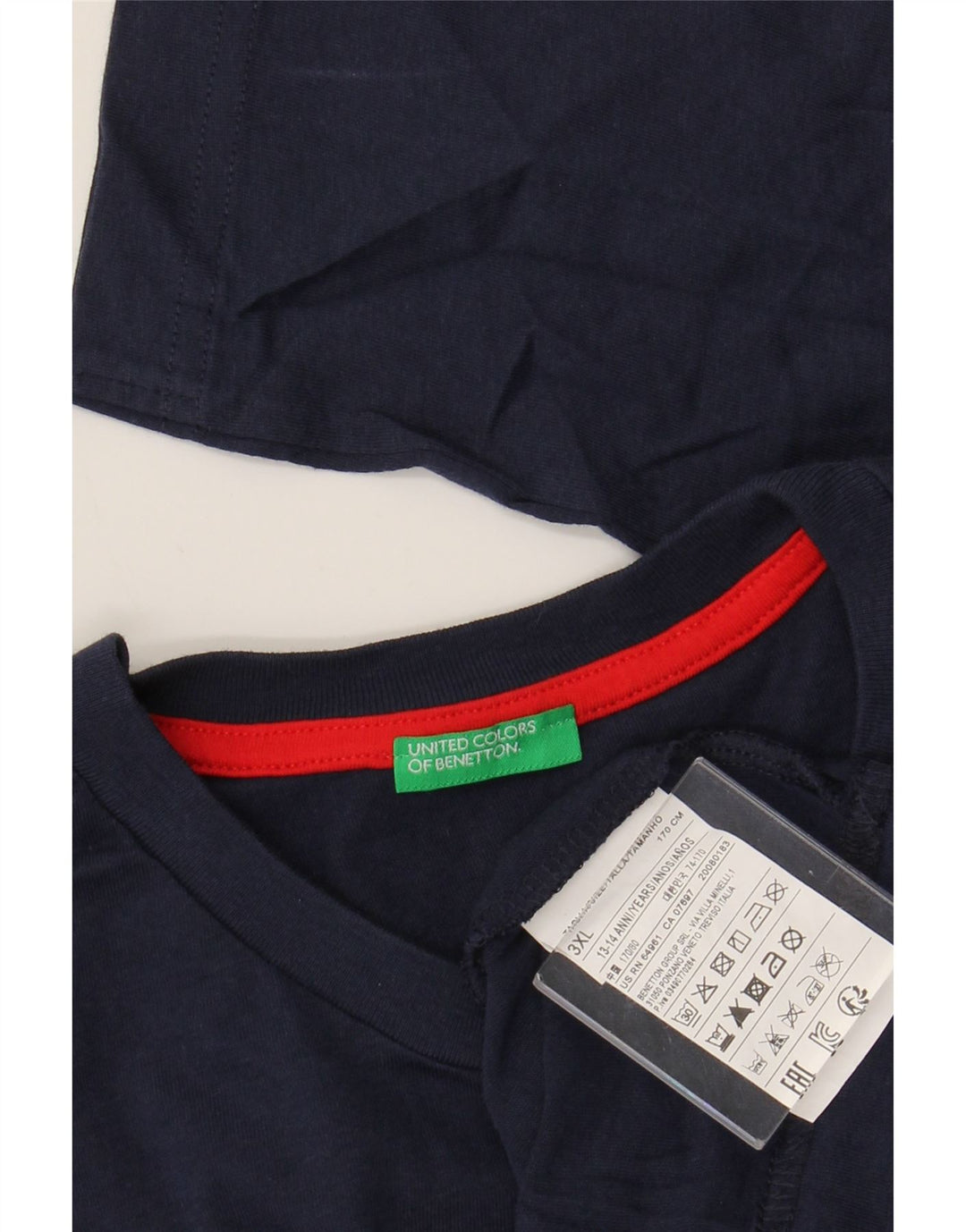 BENETTON Boys Graphic Top Μακρυμάνικο 13-14 ετών 3XL Navy Blue Cotton