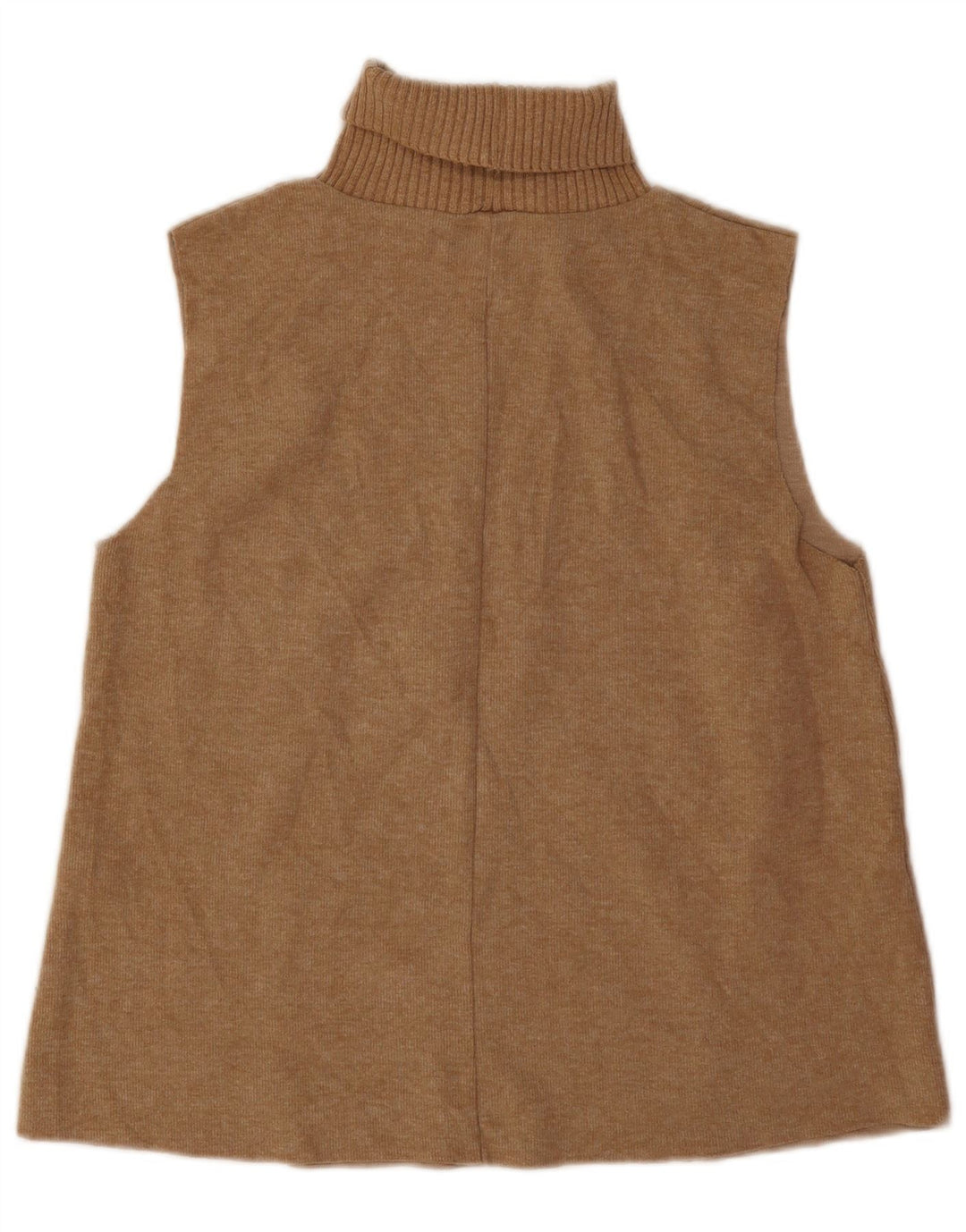 Zara Γυναικείο γιλέκο με ρολό λαιμόκοψη Tank Top UK 14 Medium Beige Polyester