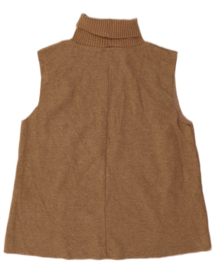 Zara Γυναικείο γιλέκο με ρολό λαιμόκοψη Tank Top UK 14 Medium Beige Polyester