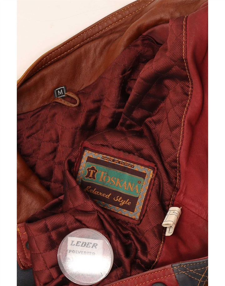 Toskana Ανδρικό Δερμάτινο Μπουφάν UK 38 Medium Red Colourblock Δερμάτινο