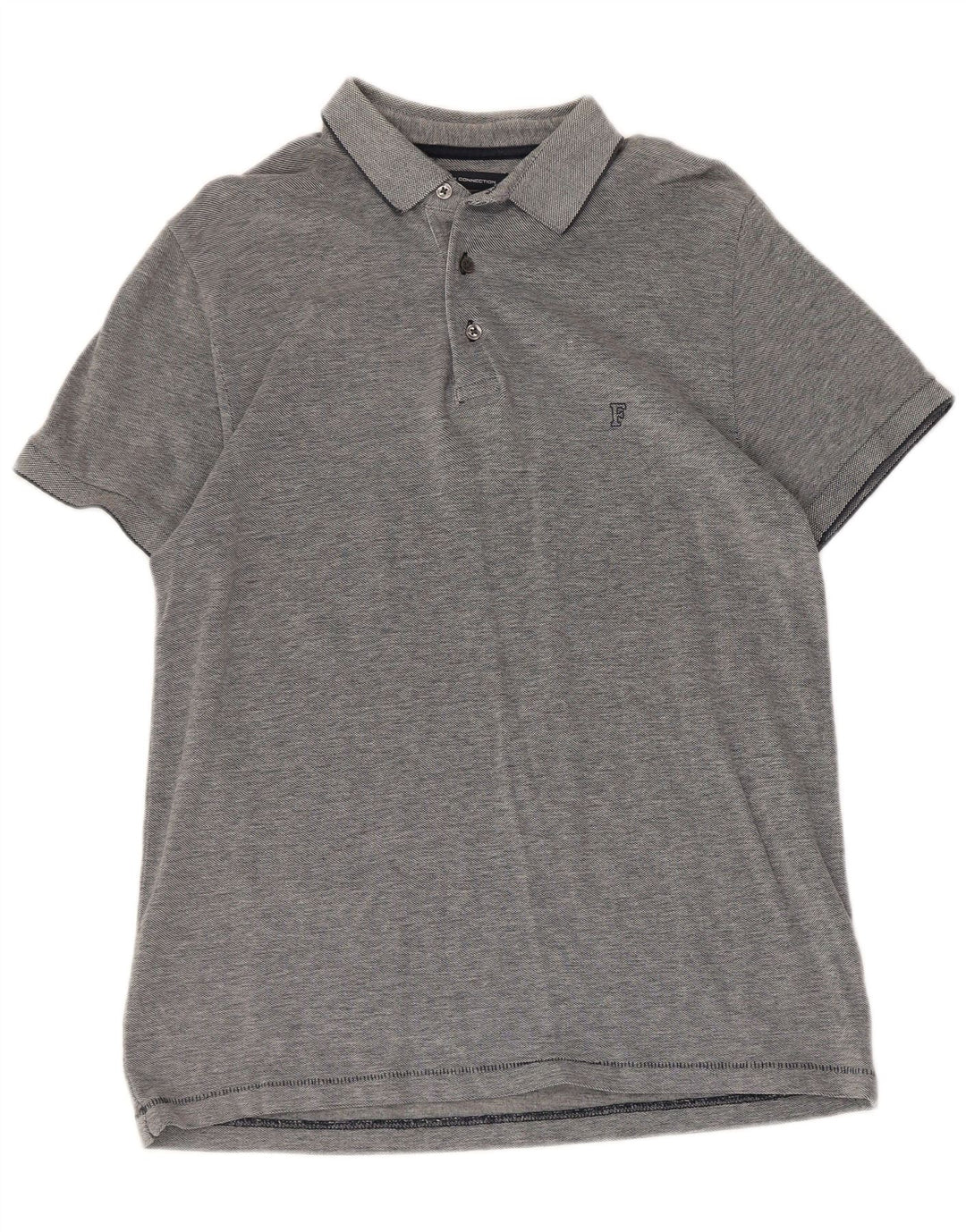Ανδρικό πουκάμισο Γαλλικής Σύνδεσης Slim Polo Μεγάλο Γκρι βαμβακερό