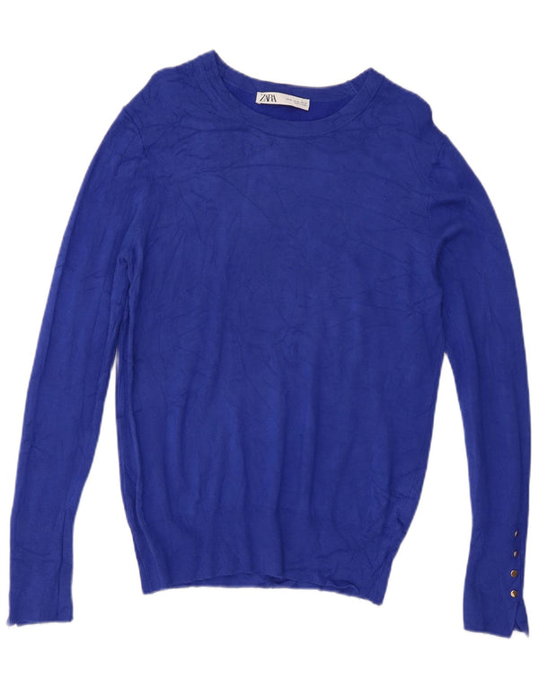 Zara Γυναικείο πουλόβερ με λαιμόκοψη UK 18 XL Μπλε