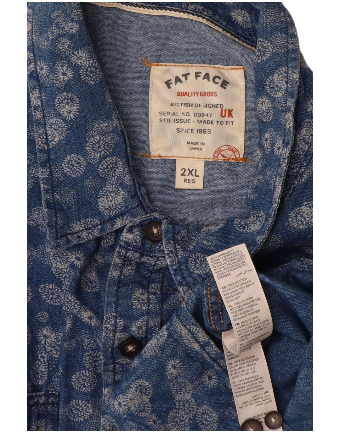 Ανδρικό πουκάμισο Fat Face 2XL Μπλε φλοράλ βαμβακερό