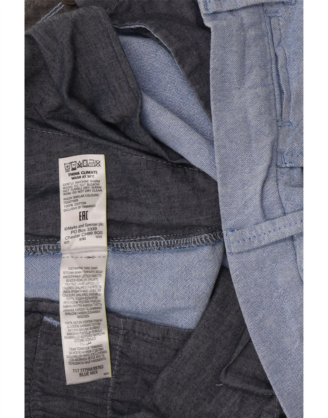 Ανδρικό σορτς Chino Marks & Spencer W34 μεγάλο μπλε βαμβακερό