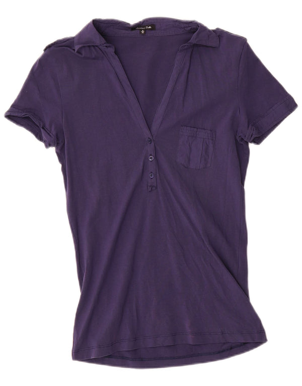 Massimo Dutti γυναικείο μπλουζάκι πόλο UK 10 Small Navy Blue Cotton