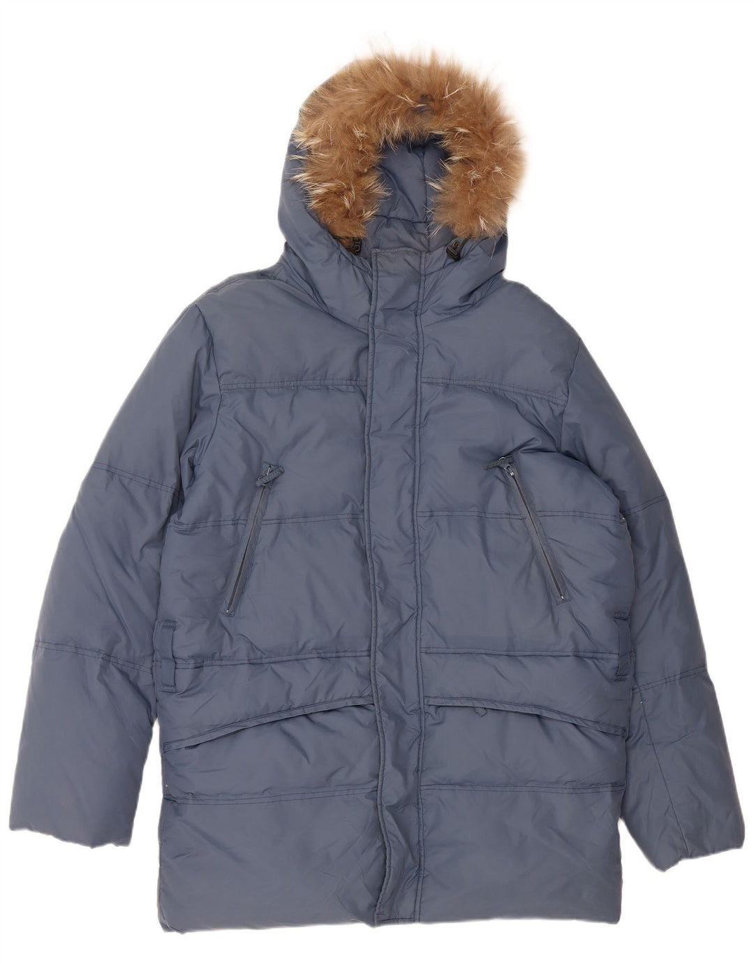 VINTAGE Ανδρικό παλτό με κουκούλα με κουκούλα με επένδυση UK 36 Small Blue Nylon