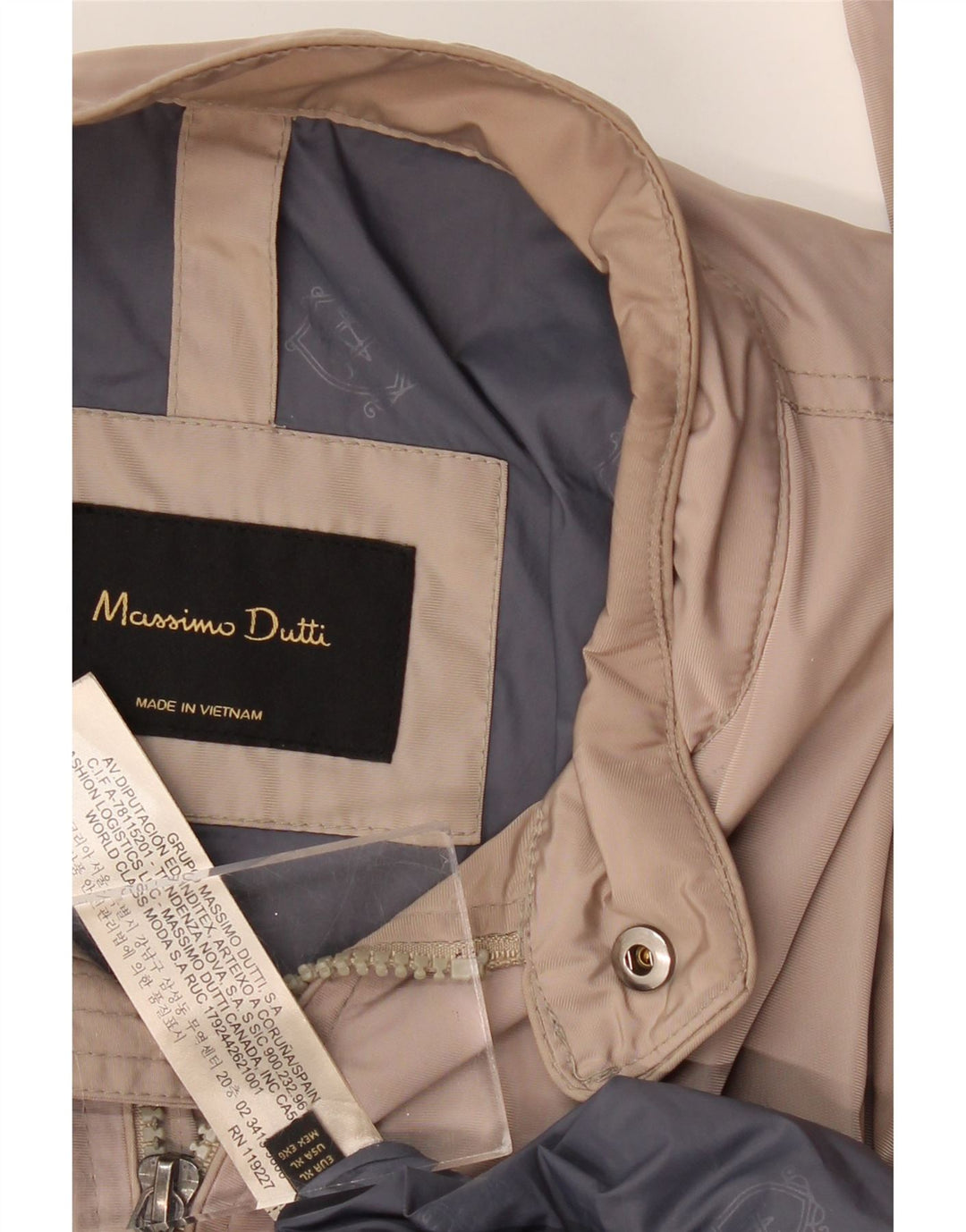 Massimo Dutti Ανδρικό Bomber Jacket UK 42 XL Beige Nylon