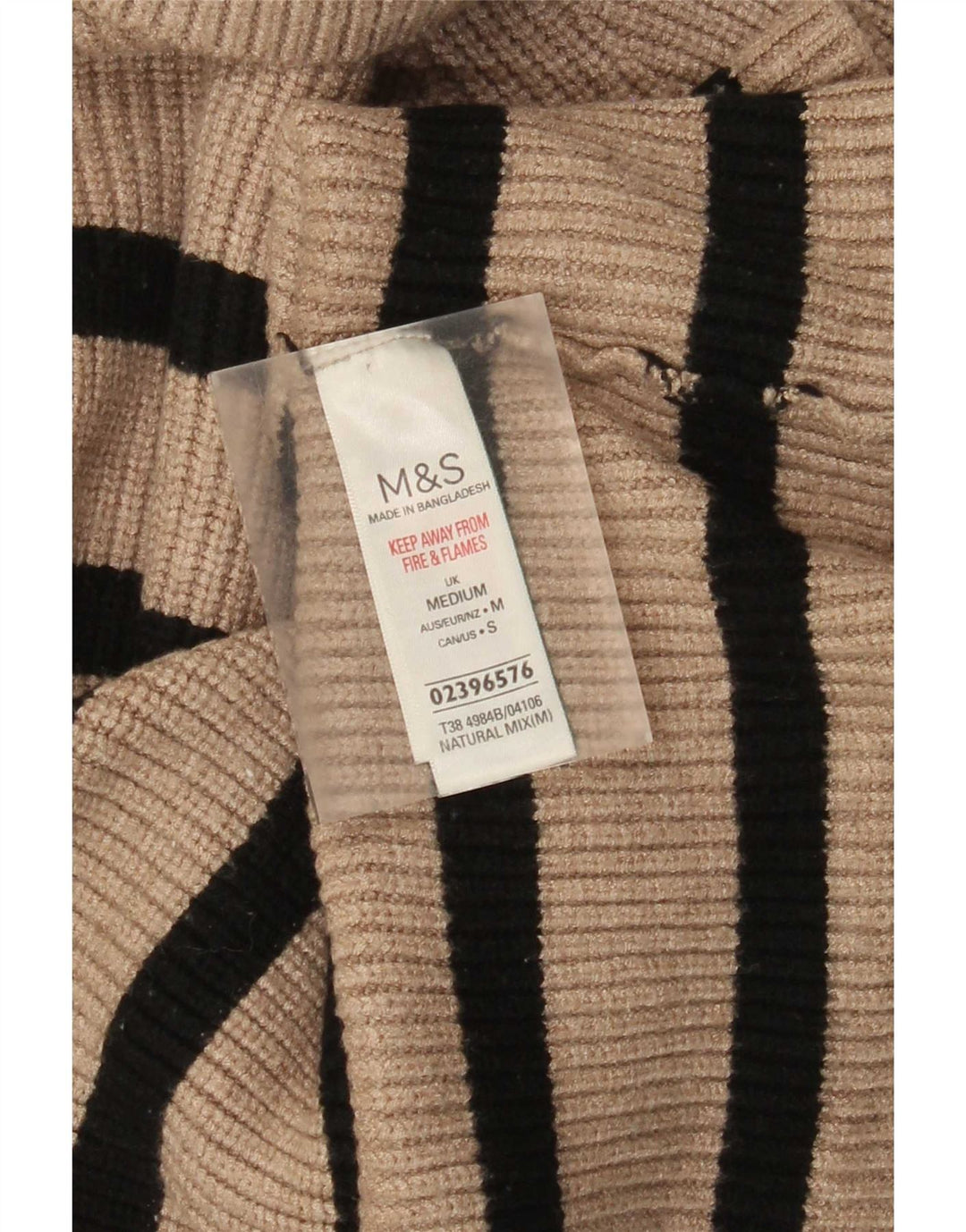 Marks & Spencer Γυναικείο πουλόβερ με ρολό λαιμόκοψη UK 12 μέτριο μπεζ ριγέ
