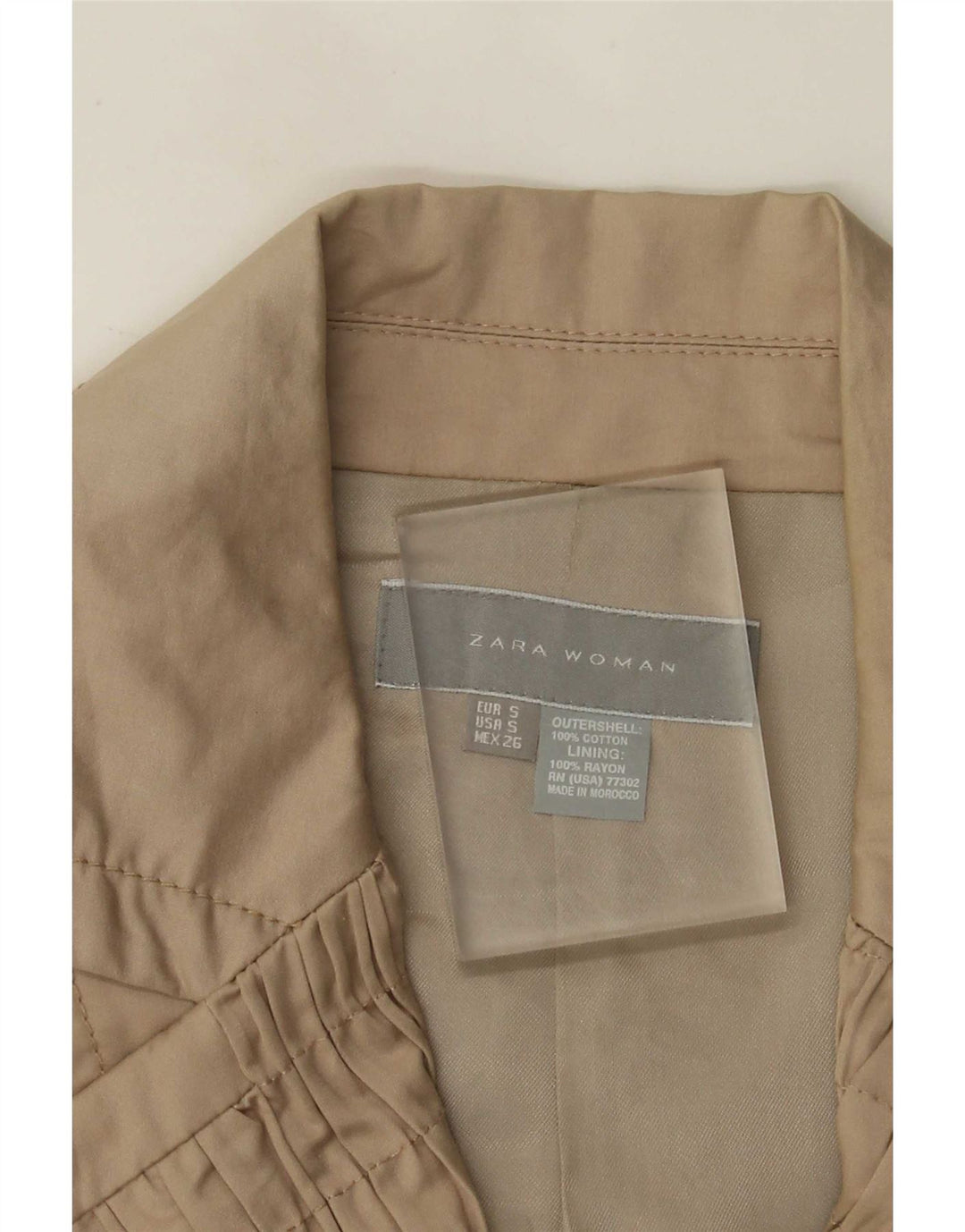 Zara Γυναικείο Open Blazer Jacket UK 8 Small Beige Βαμβακερό