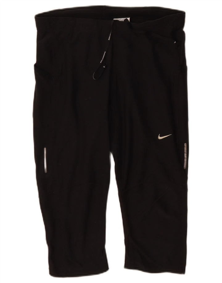 Γυναικεία NIKE Dri Fit Capri φόρμα παντελόνια UK 14 Large Black Polyester