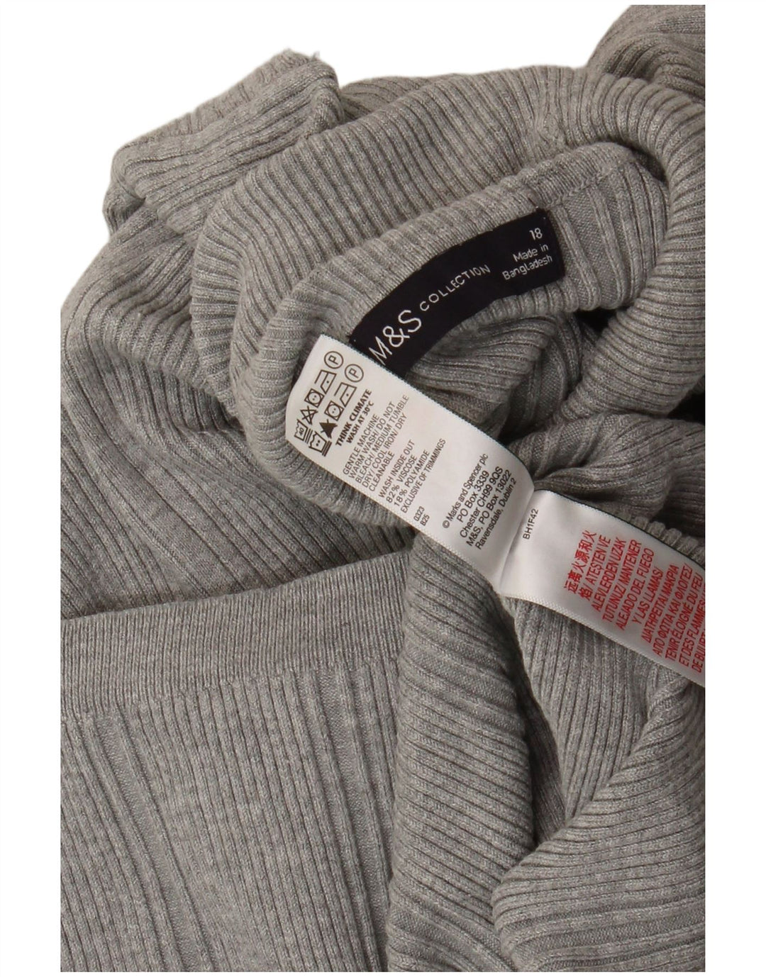 Marks & Spencer Γυναικείο πουλόβερ με ρολό λαιμόκοψη UK 18 XL γκρι βισκόζη