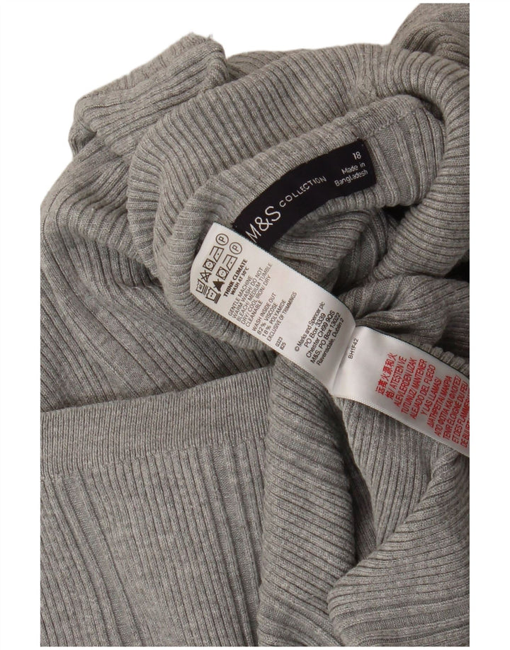 Marks & Spencer Γυναικείο πουλόβερ με ρολό λαιμόκοψη UK 18 XL γκρι βισκόζη