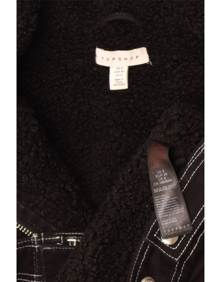 Topshop Γυναικείο Oversized Sherpa Jacket UK 8 Small Black Cotton