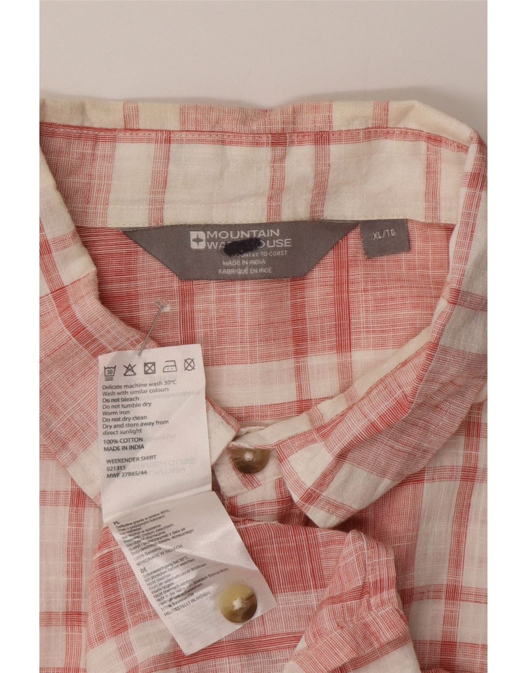 Ανδρικό κοντομάνικο πουκάμισο Mountain Warehouse XL Pink Check Cotton