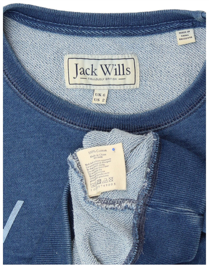 Γυναικείο γραφικό φούτερ JACK WILLS Jumper UK 6 XS Μπλε βαμβακερό