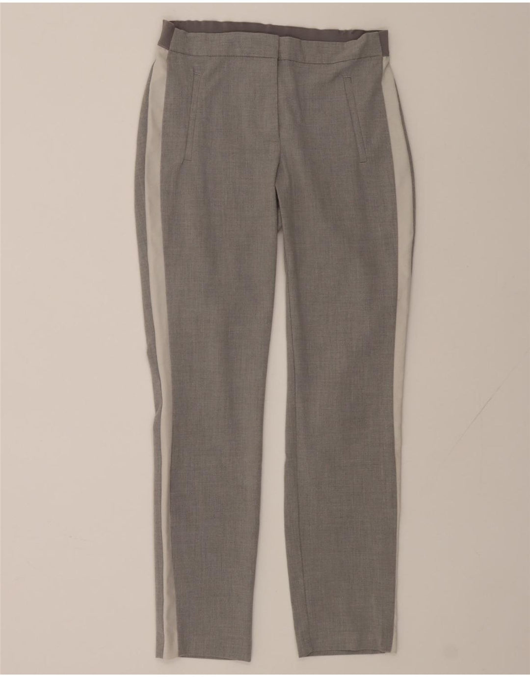 ZARA Womens Slim Chino Trousers Small Grey Colourblock Polyester Vintage Zara and Second-Hand Zara from Messina Hembry 