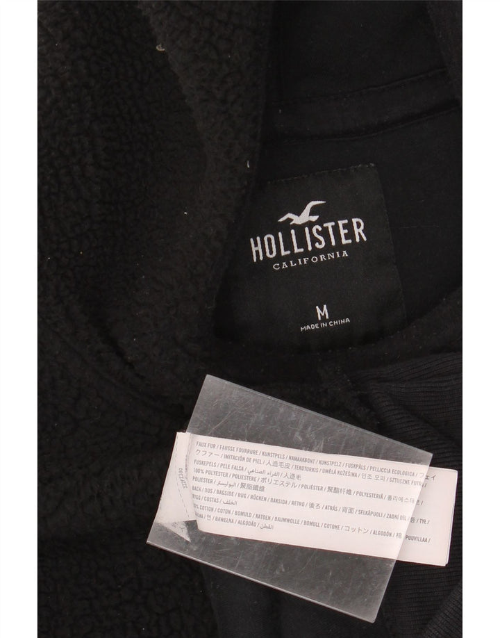 HOLLISTER Mens Hooded Fleece Jumper Medium Black Polyester