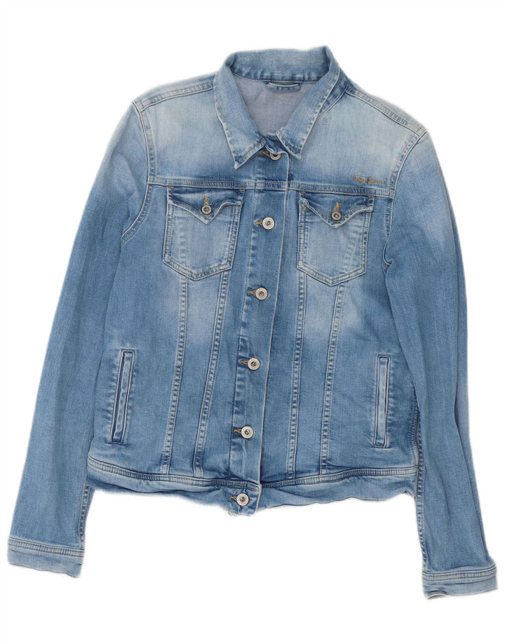 PEPE Jeans Γυναικείο Τζιν Μπουφάν UK 14 Μεγάλο Μπλε Βαμβακερό