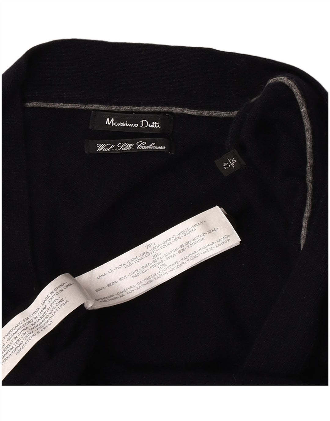 Ανδρικό πουλόβερ ζακέτα Massimo Dutti XL Navy Blue Wool