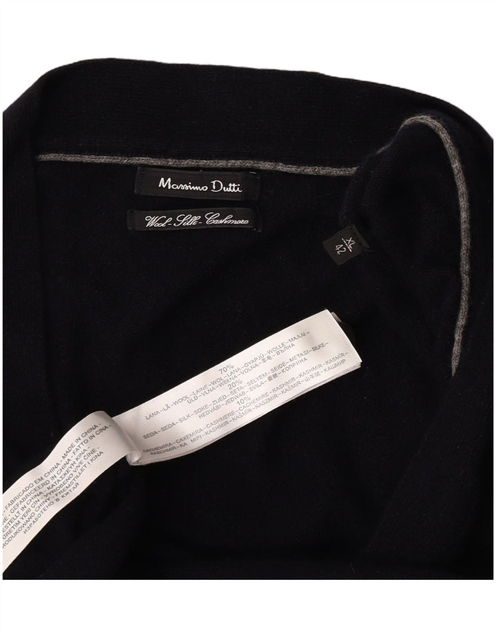 Ανδρικό πουλόβερ ζακέτα Massimo Dutti XL Navy Blue Wool