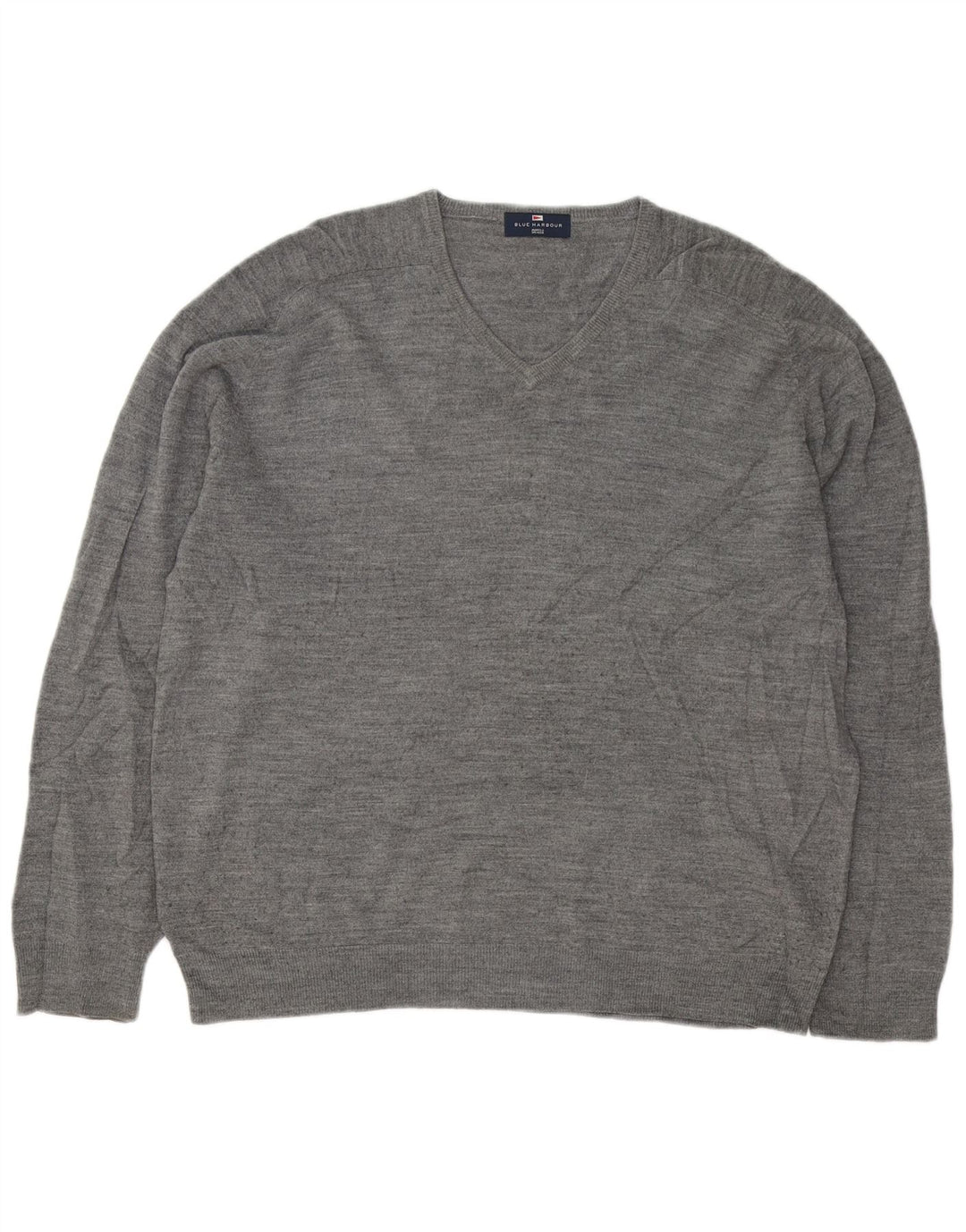 Ανδρικό πουλόβερ Marks & Spencer Blue Harbor με λαιμόκοψη με λαιμόκοψη XL με γκρι φλιτζάνι