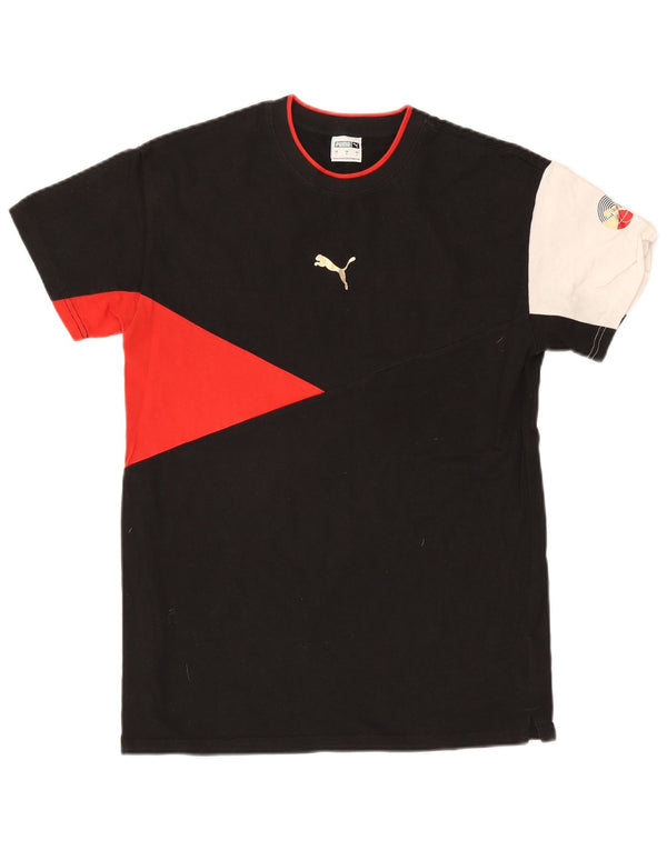 Ανδρικό T-Shirt Puma Top Small Black Colourblock Βαμβακερό