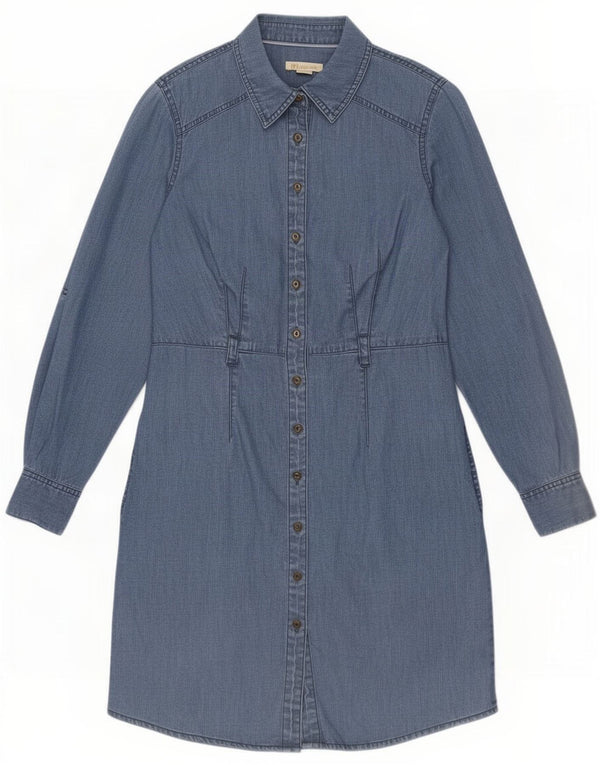 Monsoon Womens Long Sleeve Denim Dress UK 8 Small Blue Cotton
