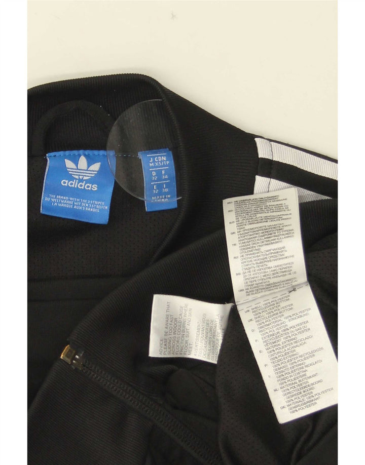 Γυναικεία αθλητική φόρμα γραφικών Adidas Top Jacket UK 6 XS Μαύρο Πολυεστέρας