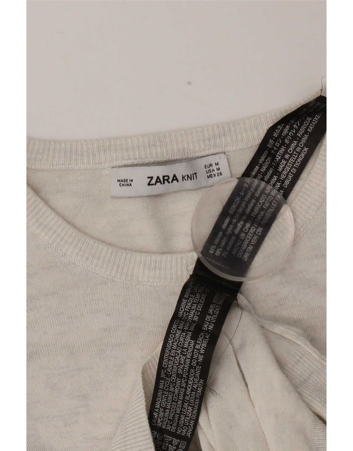 Zara Γυναικείο πουλόβερ με ζακέτα UK 12 μεσαία γκρι βισκόζη