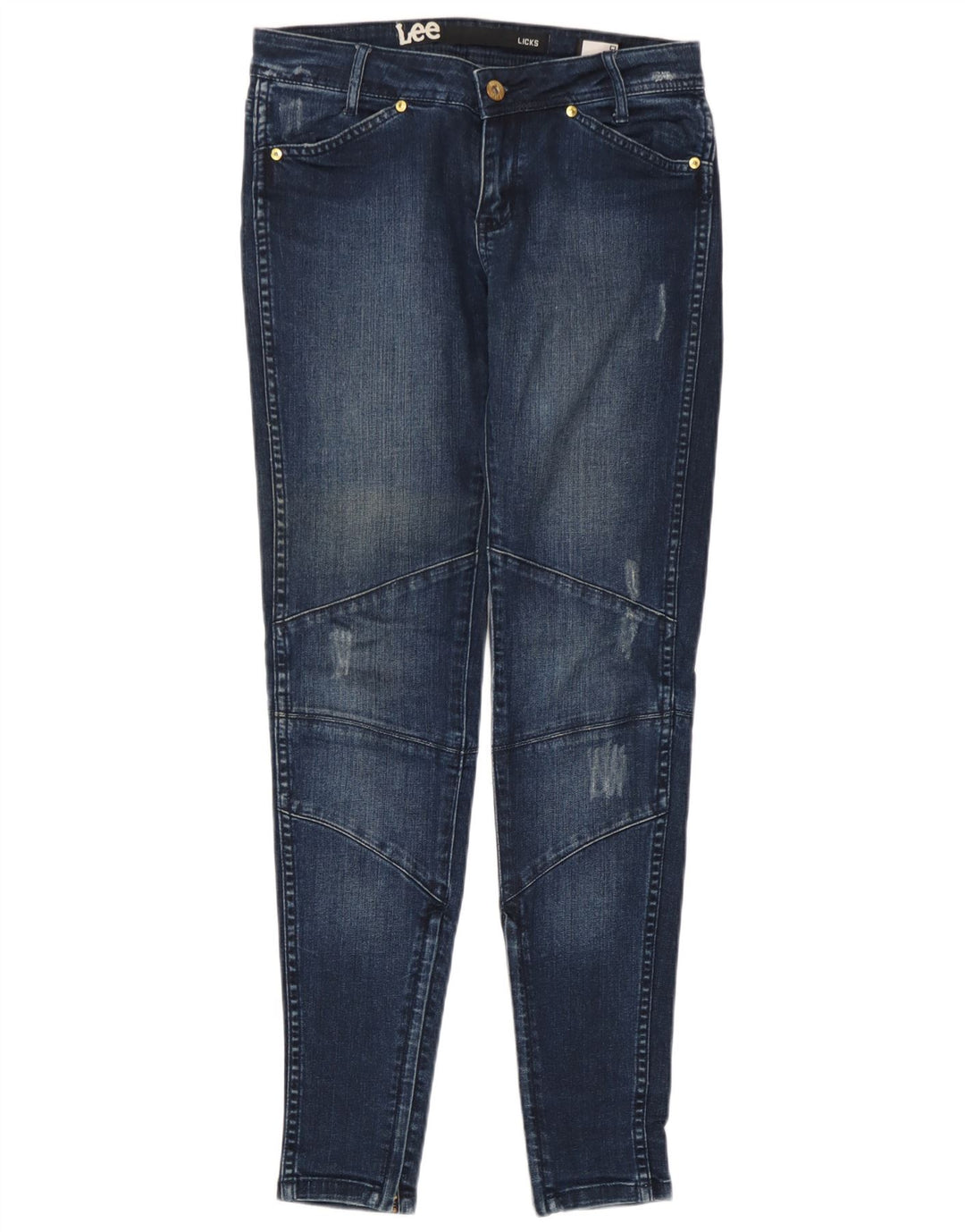 Lee Womens Licks Distressed Skinny Jeans US 9 Medium W30 L30 Navy Blue