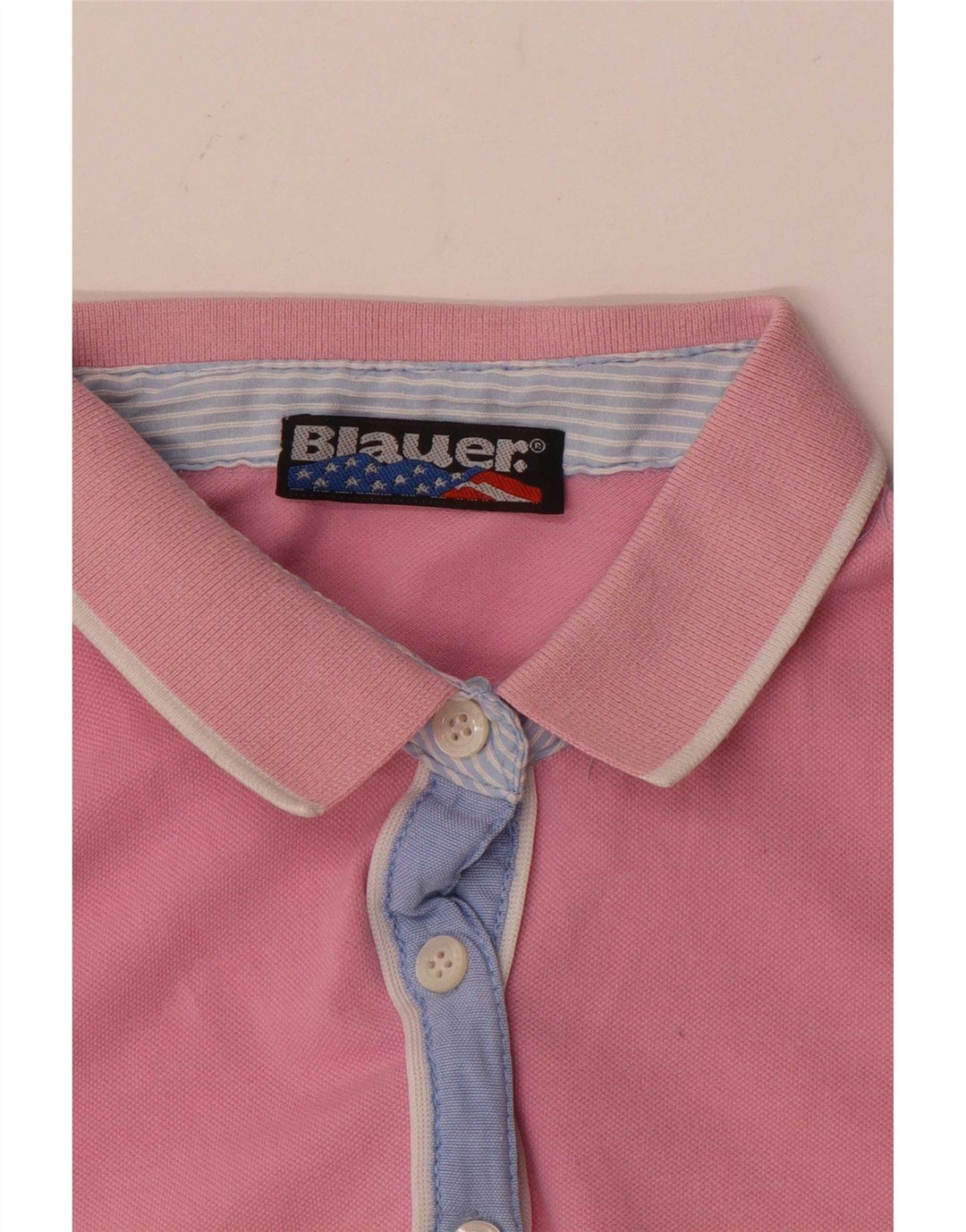 Blauer γυναικείο μπλουζάκι πόλο UK 12 Medium Pink