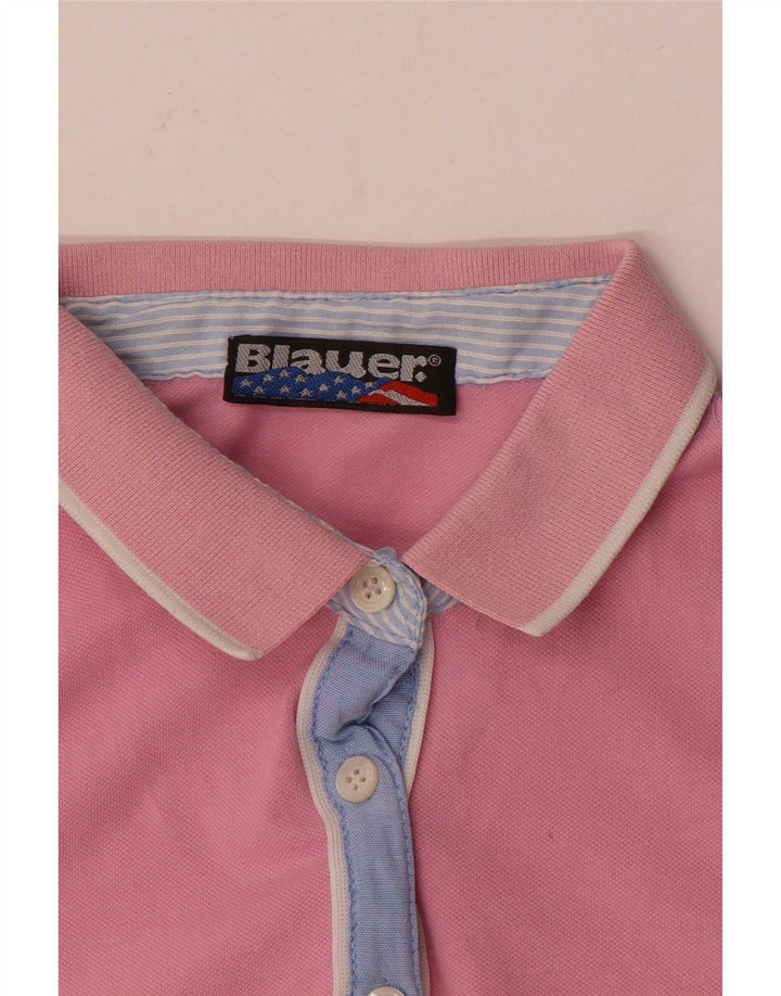 Blauer γυναικείο μπλουζάκι πόλο UK 12 Medium Pink
