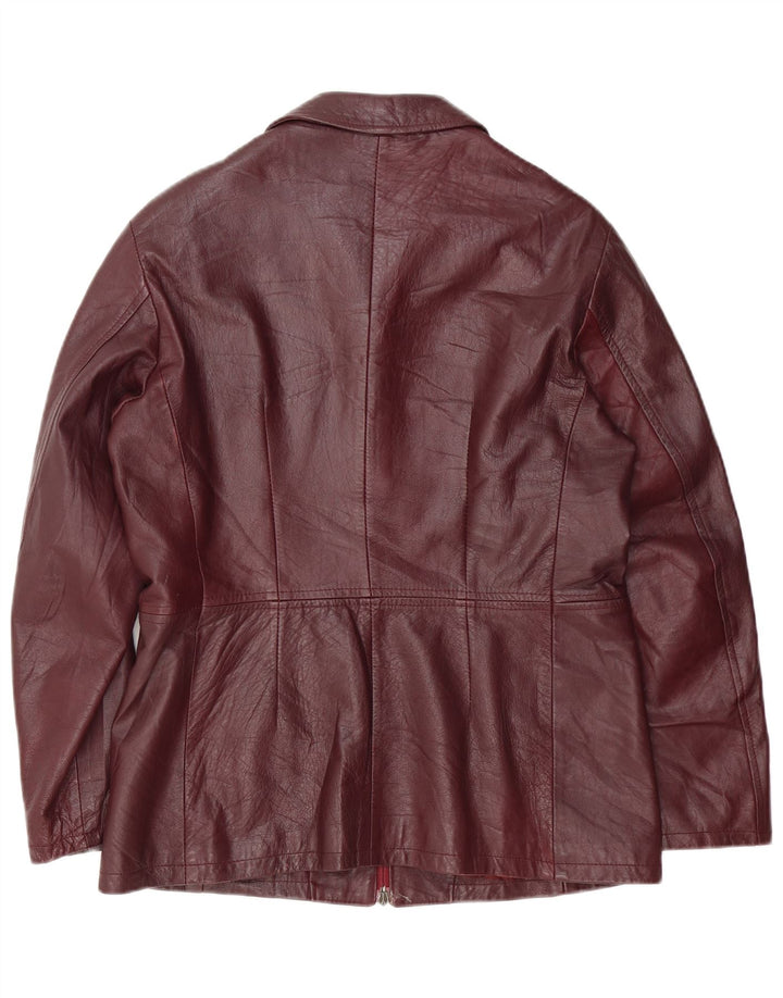 Vintage Γυναικείο Δερμάτινο Μπουφάν UK 18 XL Δερμάτινο Βουργουνδίας