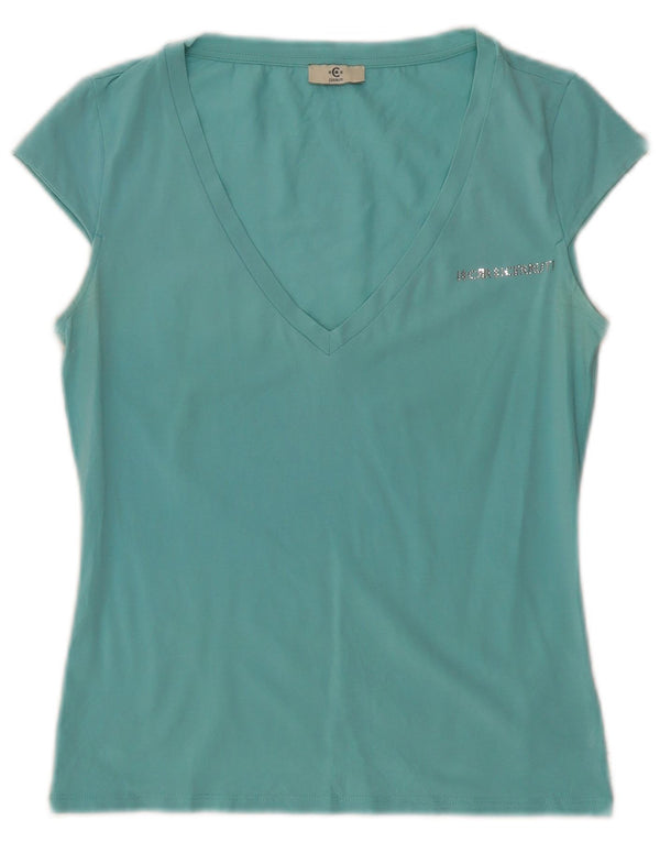 Cerruti 1881 Γυναικείο T-Shirt Top UK 10 Small Turquoise Cotton