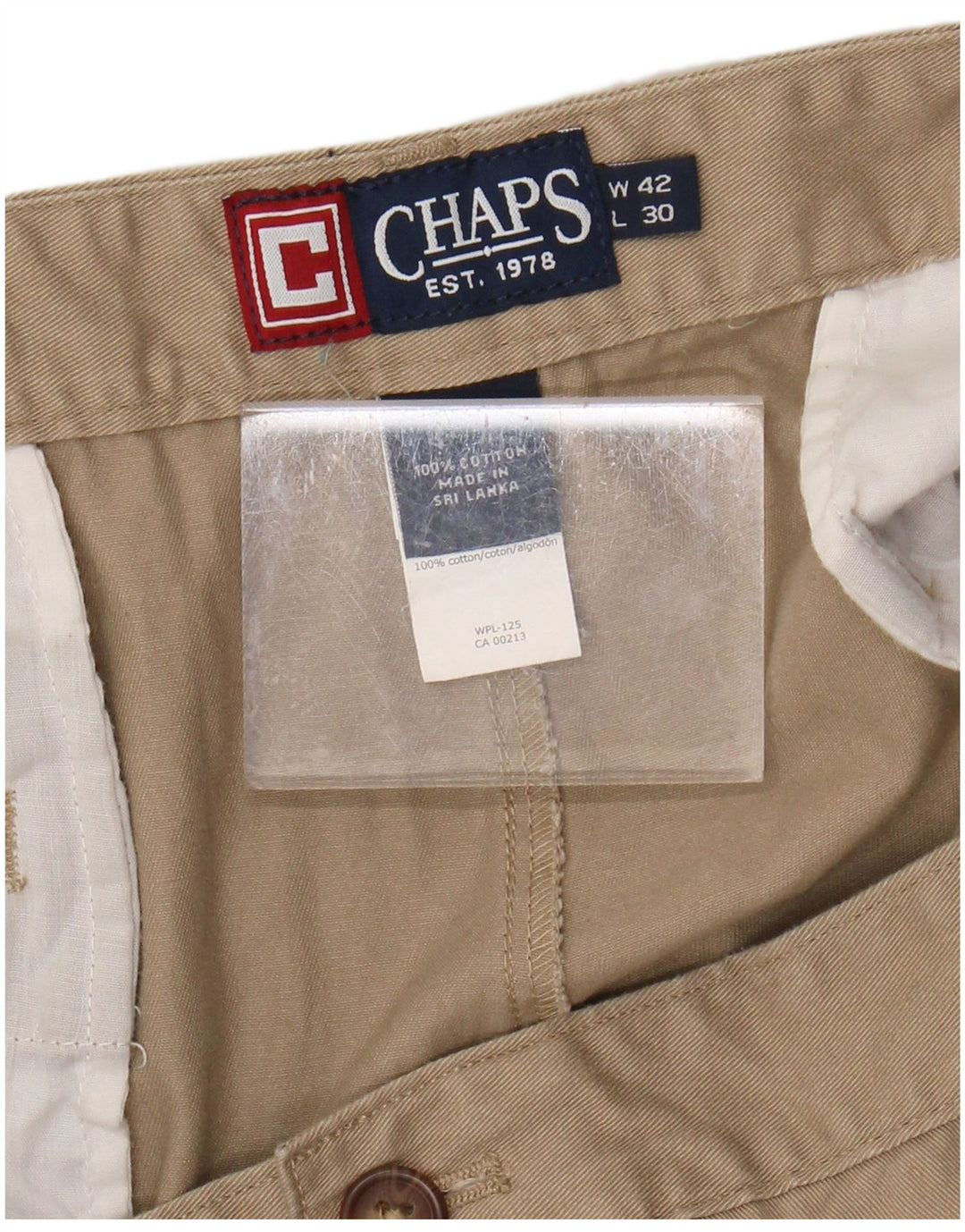 CHAPS Ανδρικό ίσιο παντελόνι Chino W42 L30 Μπεζ βαμβακερό