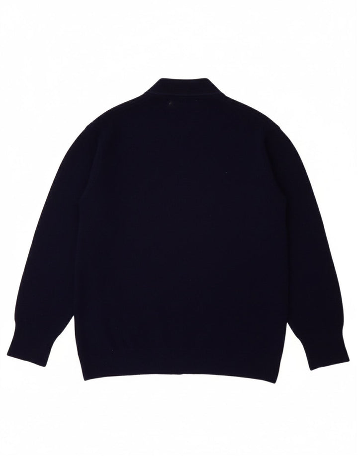 BENETTON Boys Cardigan πουλόβερ 13-14 ετών Μαλλί Navy Blue