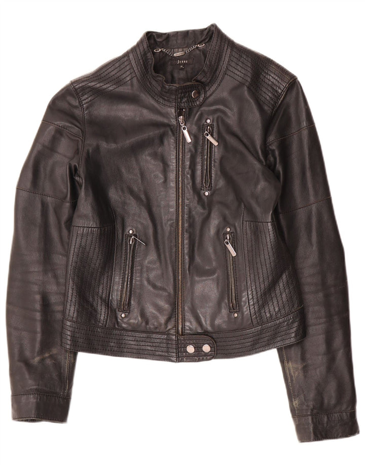 Jones Γυναικείο Crop Leather Biker Jacket EU 38 Medium Black Leather